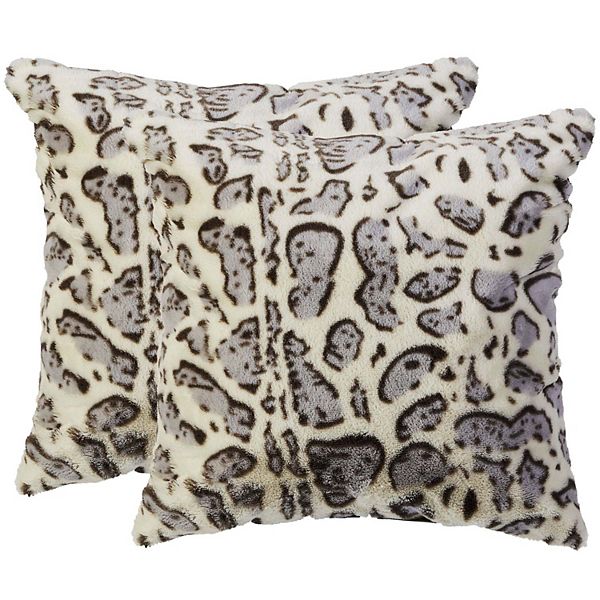 Cheer Collection Set of 2 Snow Leopard Print Throw Pillows Soft