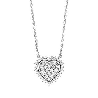 Love Always Sterling Silver Lab-Created White Sapphire Heart Necklace