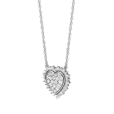 Love Always Sterling Silver Lab-Created White Sapphire Heart Necklace