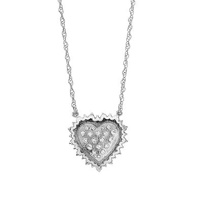 Love Always Sterling Silver Lab-Created White Sapphire Heart Necklace