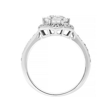 Love Always Sterling Silver Lab-Created White Sapphire & 1/6 Carat T.W. Diamond Floral Ring