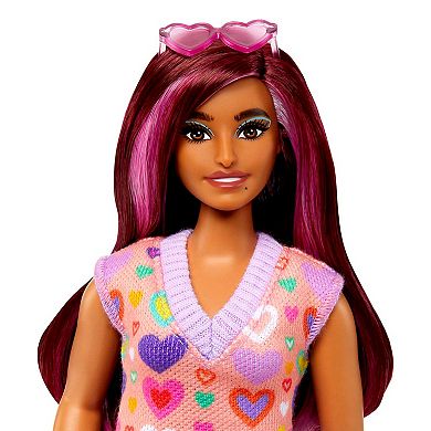Barbie Fashionistas Doll #207 with Pink-Streaked Hair & Heart Dress