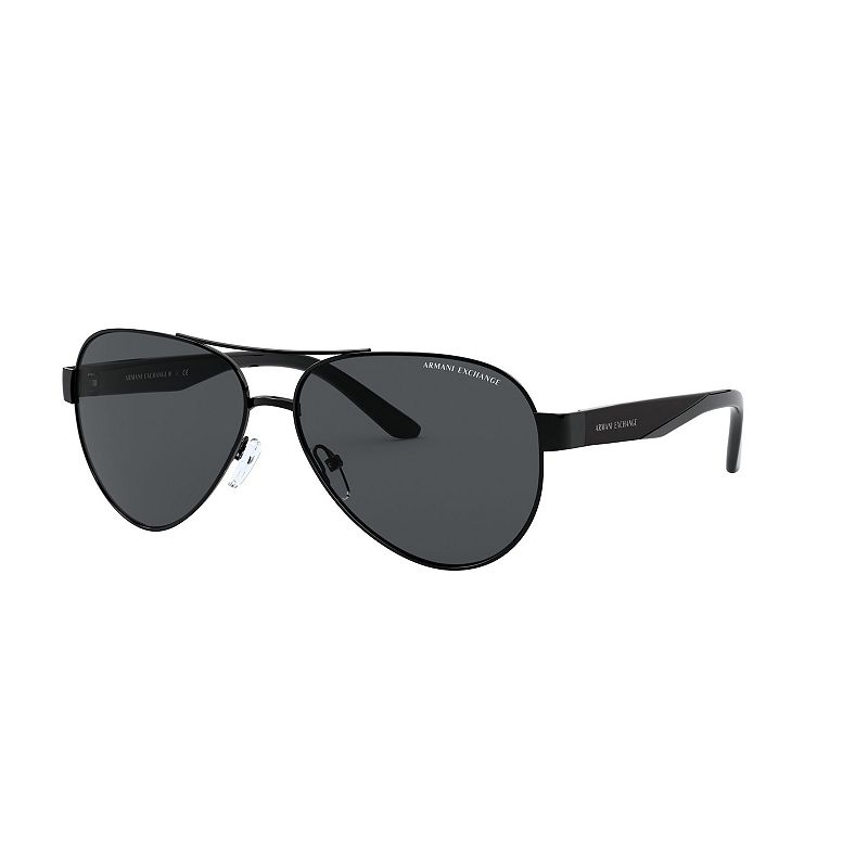 Mens Armani Exchange AX2034S Pilot 59mm Sunglasses, Dark Grey