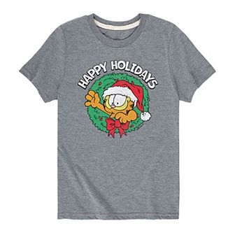 Boys 8-20 Garfield Happy Holidays Graphic Tee