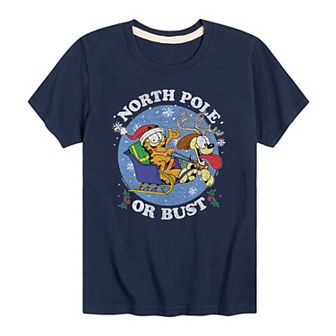 Boys 8-20 Garfield North Pole Or Bust Graphic Tee