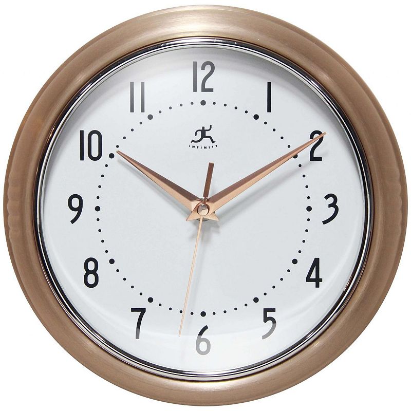 Infinity Instruments Retro Round Wall Clock, Brown