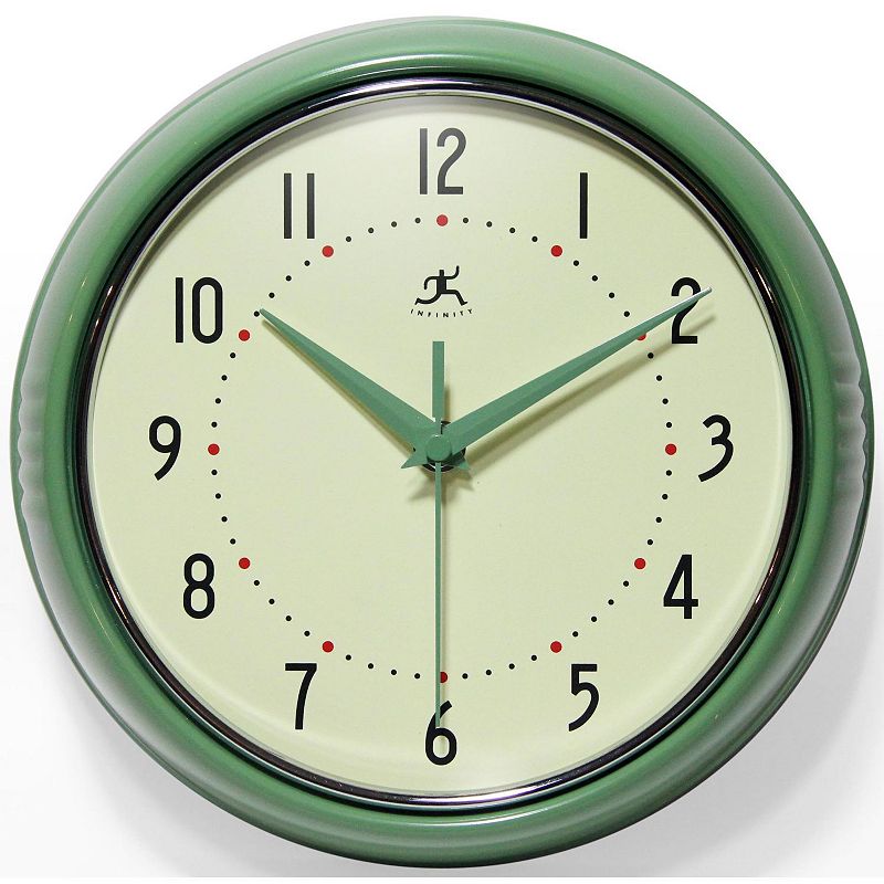Infinity Instruments Retro Round Wall Clock, Green