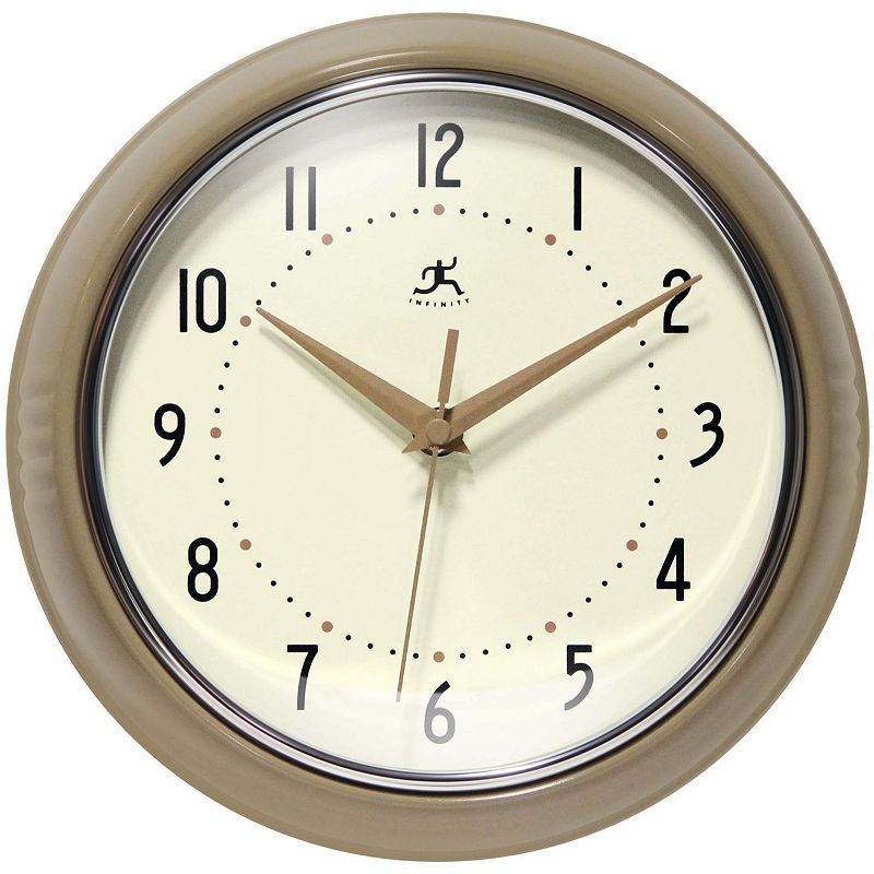 Infinity Instruments Retro Round Wall Clock, Latte