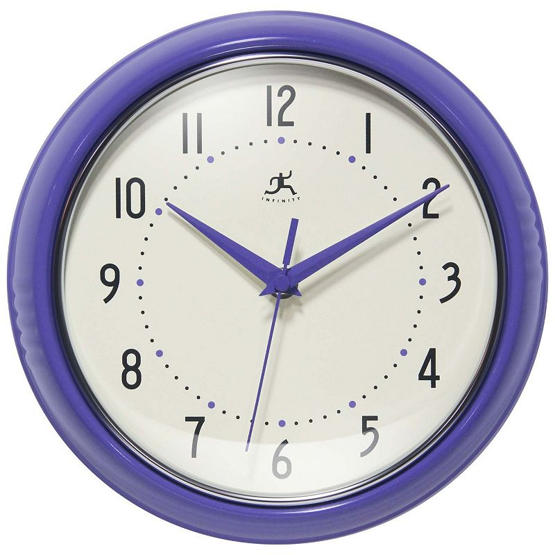 Infinity Instruments Retro Round Wall Clock, Purple