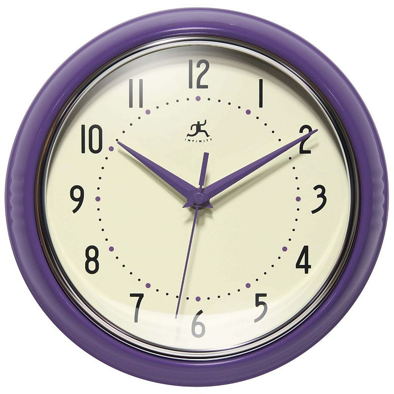 Infinity Instruments Retro Round Wall Clock, Purple