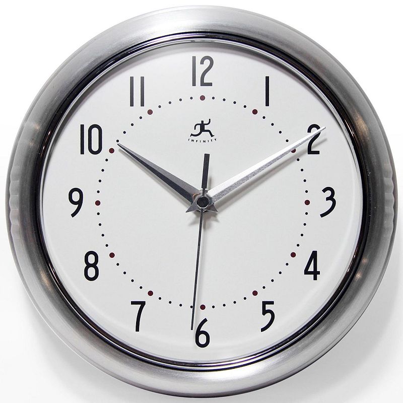 Infinity Instruments Vintage Round Wall Clock, Silver