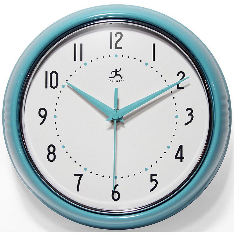 Infinity Instruments Retro Round Wall Clock, Turquoise