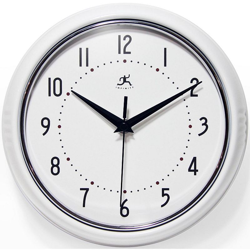 Infinity Instruments Retro Round Wall Clock, White
