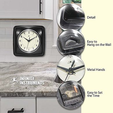 Infinity Instruments Retro Square Wall Clock
