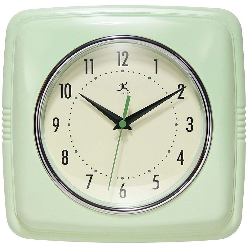 Infinity Instruments Retro Square Wall Clock, Meadow Blue