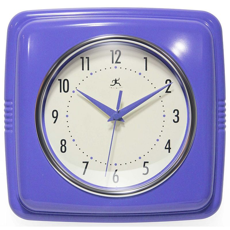 Infinity Instruments Retro Square Wall Clock, Purple