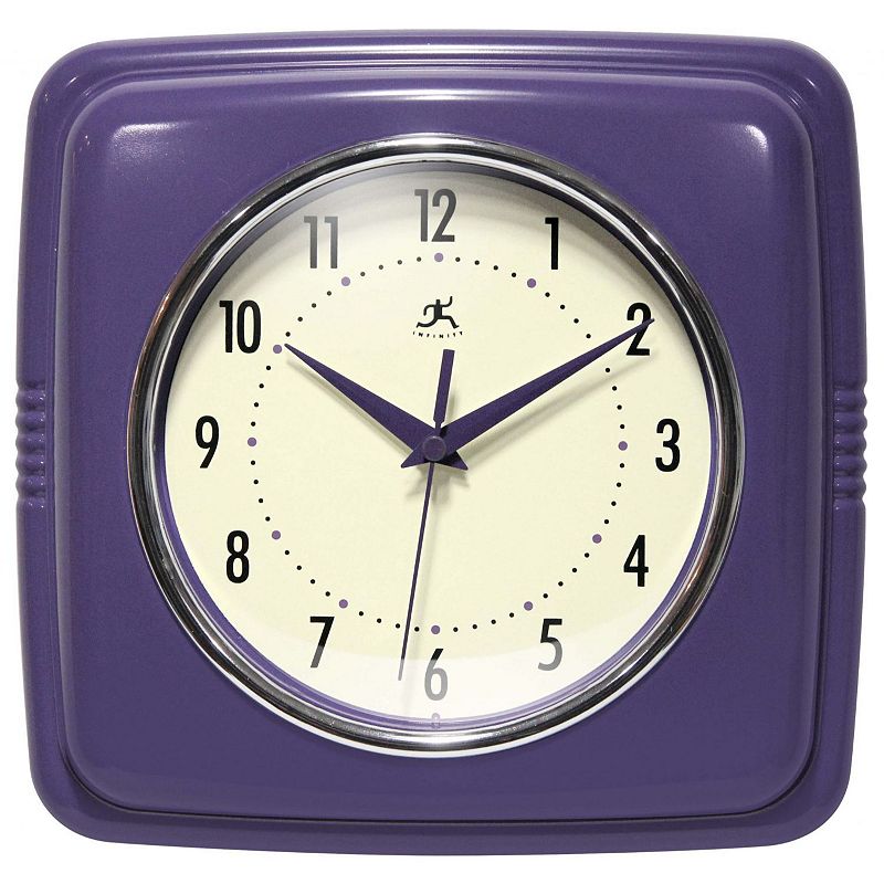 Infinity Instruments Retro Square Wall Clock, Purple