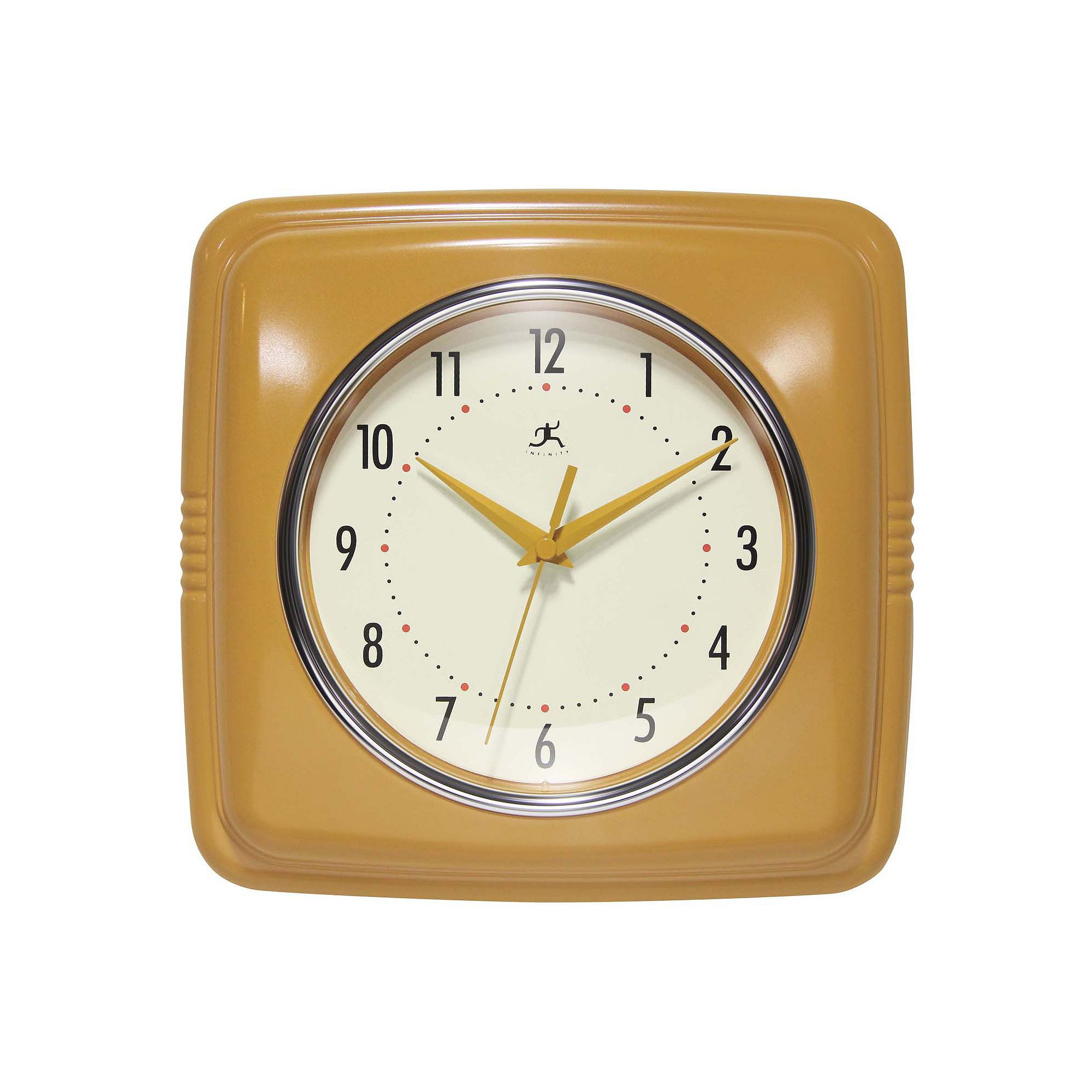 Infinity Instruments Retro Square Wall Clock, Yellow