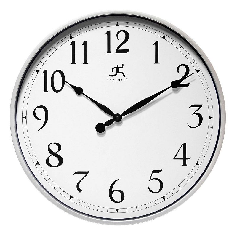 Infinity Instruments Office Round Wall Clock, Silver