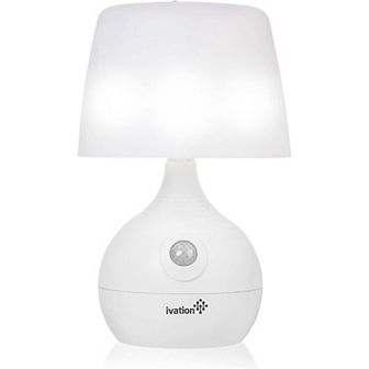 Ivation 12-LED Battery Powered Lamp, Motion Sensing Table Lamp w/Dual Color Range