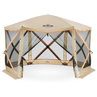 Hike Crew 6-Panel Pop-Up Screen House Gazebo 140"x140" UV Resistant, Fits 9 People, Instant Setup