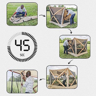 Hike Crew 6-Panel Pop-Up Screen House Gazebo 140"x140" UV Resistant, Fits 9 People, Instant Setup
