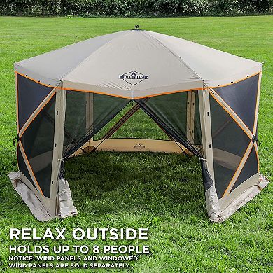 Hike Crew 6-Panel Pop-Up Screen House Gazebo 140"x140" UV Resistant, Fits 9 People, Instant Setup