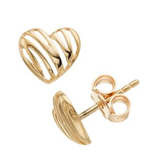 Karat Rush 14k Gold Open Heart Stud Earrings