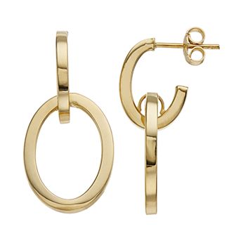 Karat Rush 14k Gold Double Hoop Drop Earrings