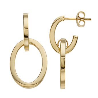 Karat Rush 14k Gold Double Hoop Drop Earrings