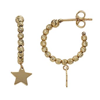 Karat Rush 14k Gold Star Drop & Hoop Earrings