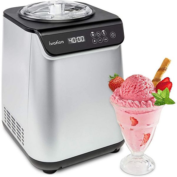 Ivation Automatic Ice Cream Maker Machine w/Builtin Compressor, 1.2 Qt