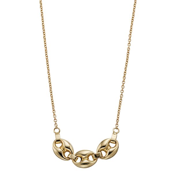 14k Gold Puff Mariner Necklace