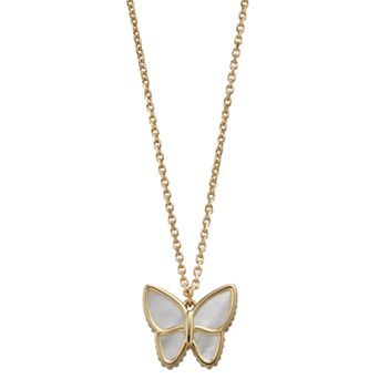 Karat Rush 14k Gold Mother-of-Pearl Butterfly Pendant Necklace