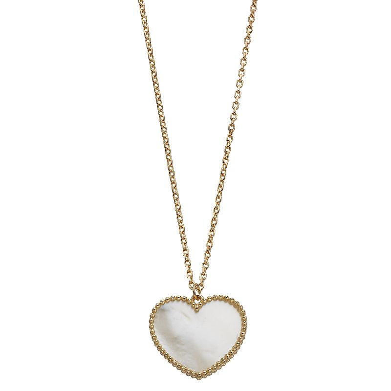 Karat Rush 14k Gold Mother-of-Pearl Heart Pendant Necklace, Women's,