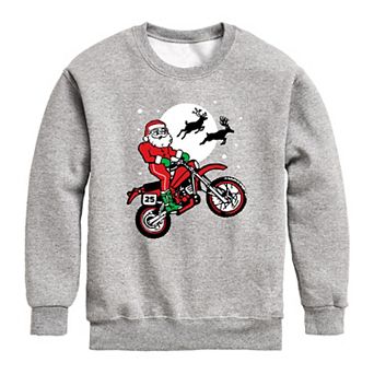 Boys 8-20 Santa Dirt Bike Christmas Fleece Graphic Top