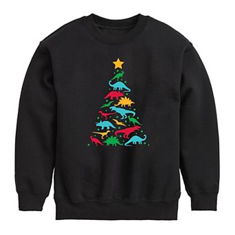 Boys 8-20 Dinosaur Christmas Tree Fleece Graphic Top