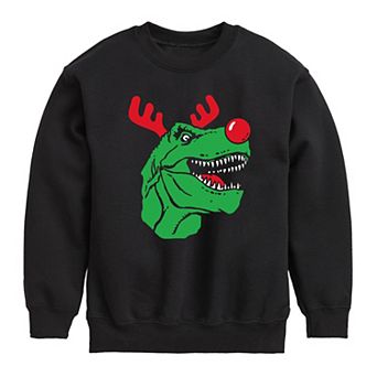 Boys 8-20 T Rex Reindeer Christmas Fleece Graphic Top