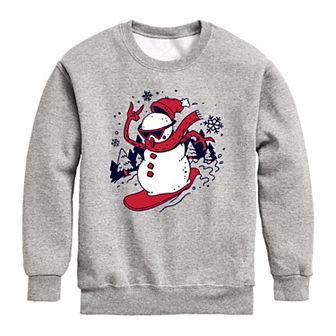 Boys 8-20 Snowman On Snowboard Fleece Graphic Top