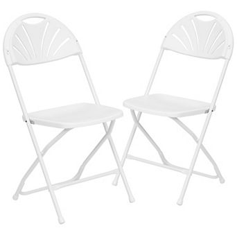 Emma and Oliver 2 Pack 650 lb. Capacity Charcoal Plastic Fan Back Folding Chair