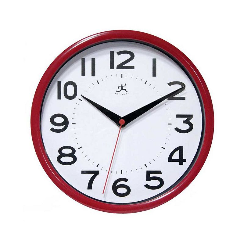 Infinity Instruments Metro Round Wall Clock, Red