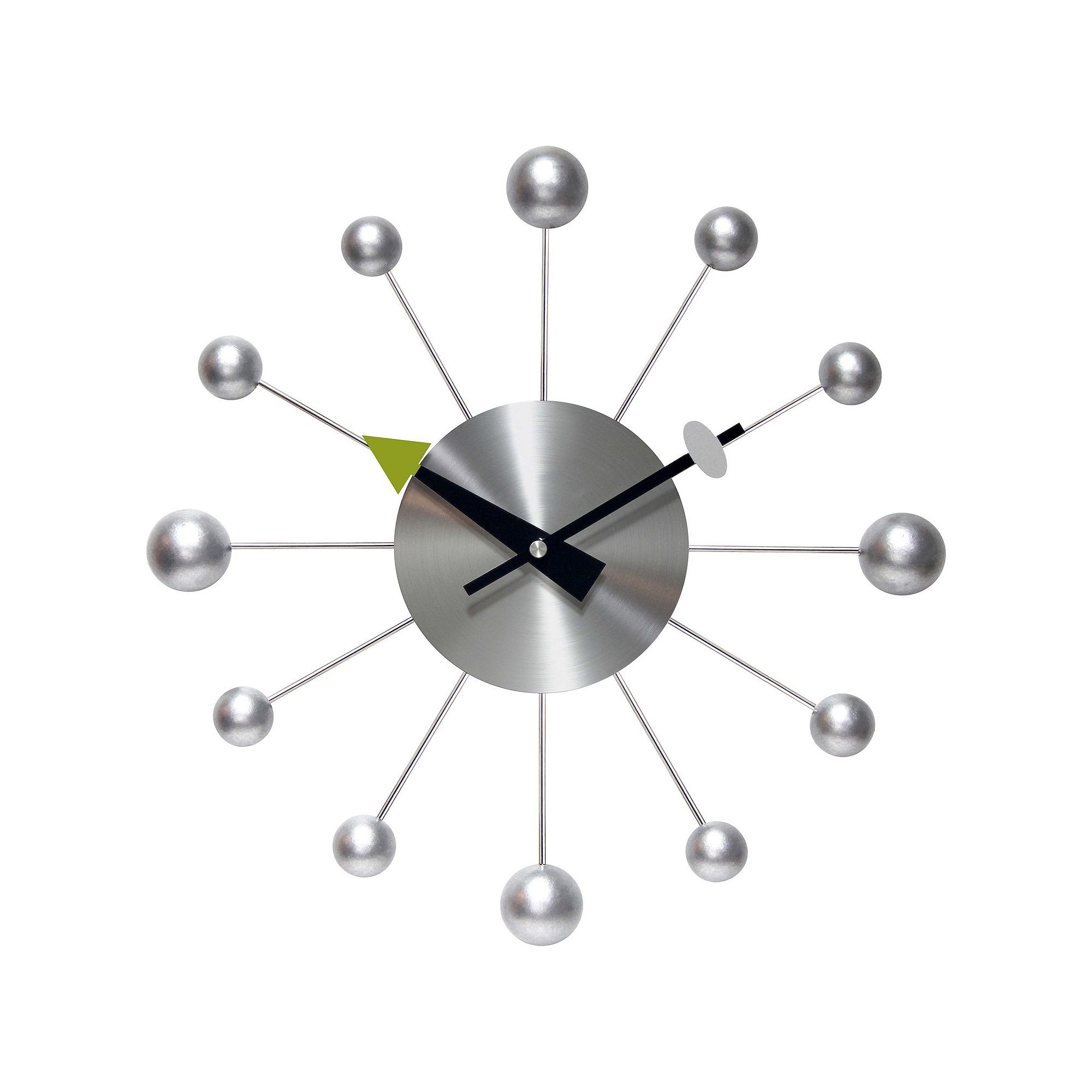 Infinity Instruments Orb Spoke Round Wall Clock, Silver
