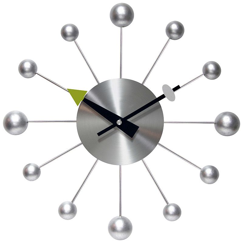 Infinity Instruments Orb Spoke Round Wall Clock, Silver