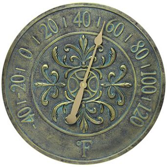 Infinity Instruments Fleur De Lis Round Outdoor Thermometer Wall Decor