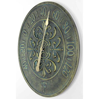 Infinity Instruments Fleur De Lis Round Outdoor Thermometer Wall Decor