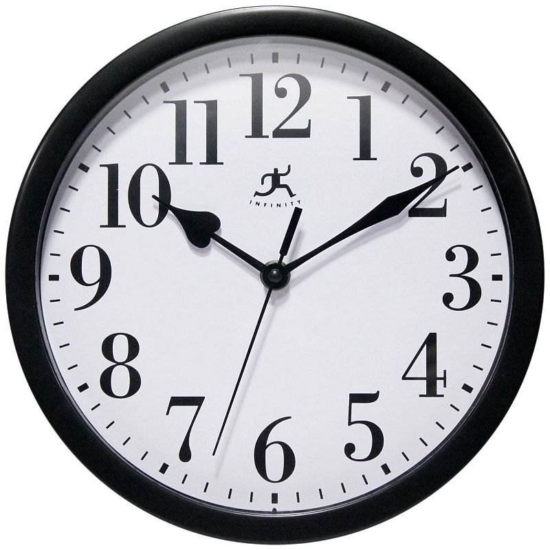 9" Plastic Wall Clock Black - Infinity Instruments