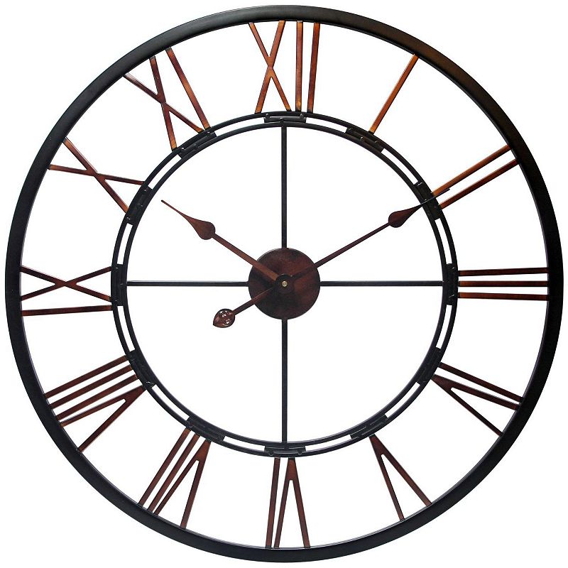 Infinity Instruments 28" Metal Fusion Wall Clock Black : Modern Analog, Indoor Decorative Timepiece