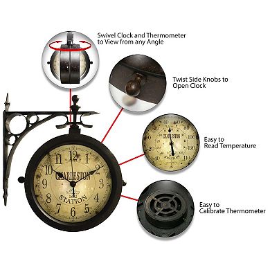 Infinity Instruments Charleston Outdoor Round Wall Clock