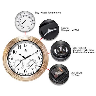 Infinity Instruments Copper Finish Outdoor Round Wall Clock