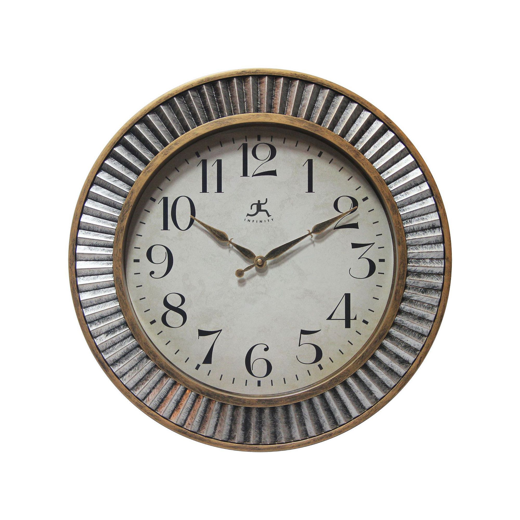 Infinity Instruments Ruche Round Wall Clock, Gold Silver